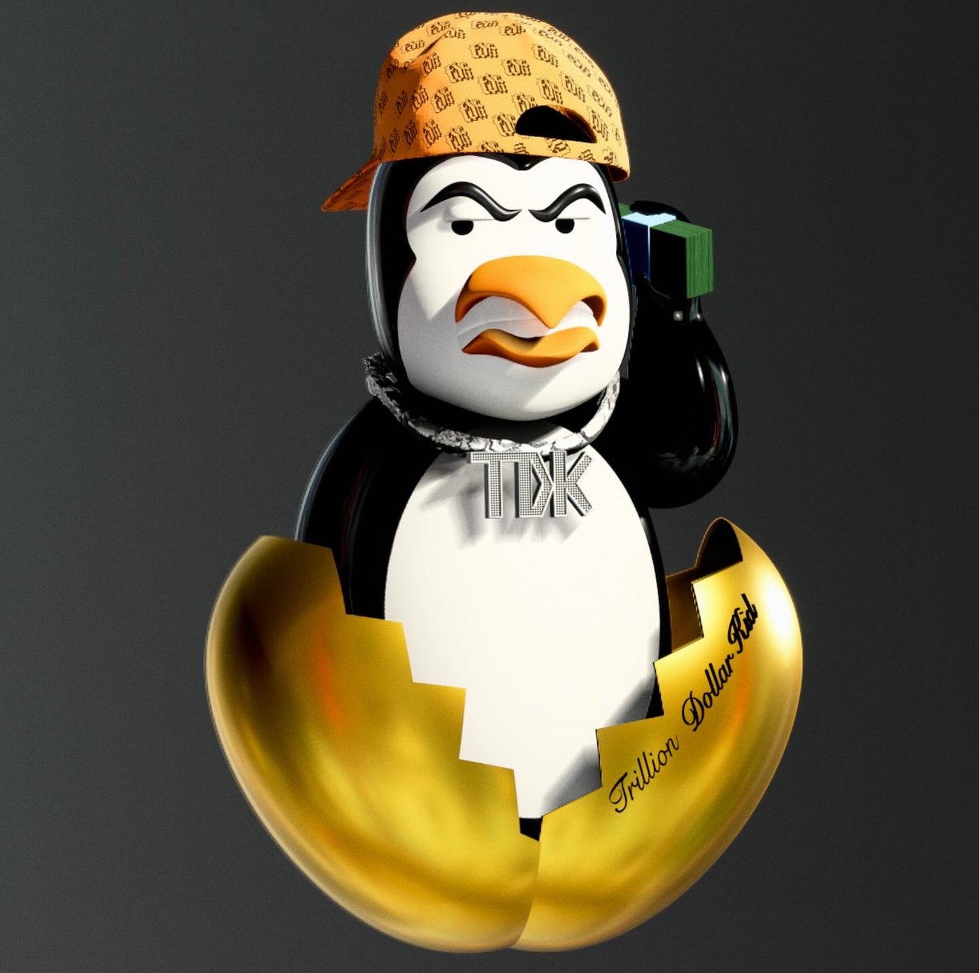 Trillion Dollar Kid penguin mascot