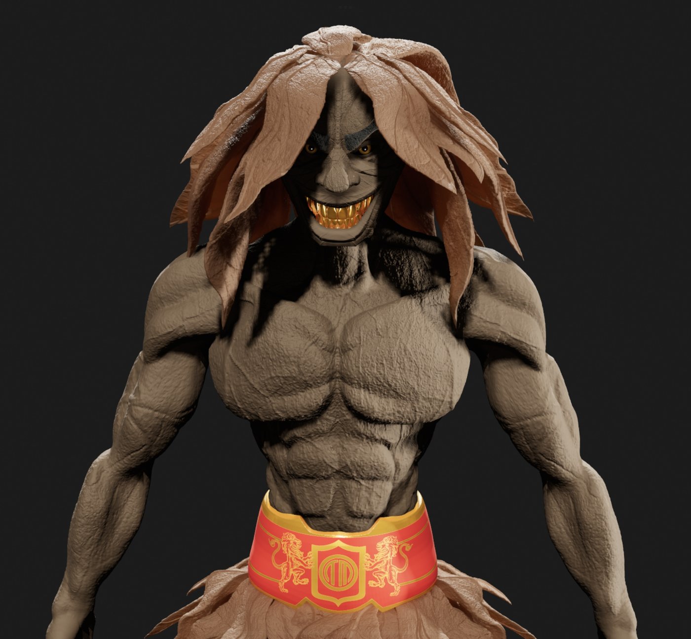 Demon warrior portrait close